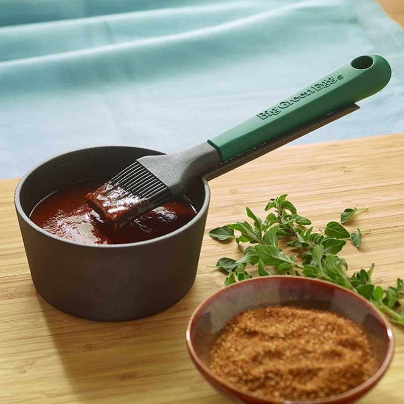 Big Green Egg Cast Iron Sauce Pot with Basting Brush